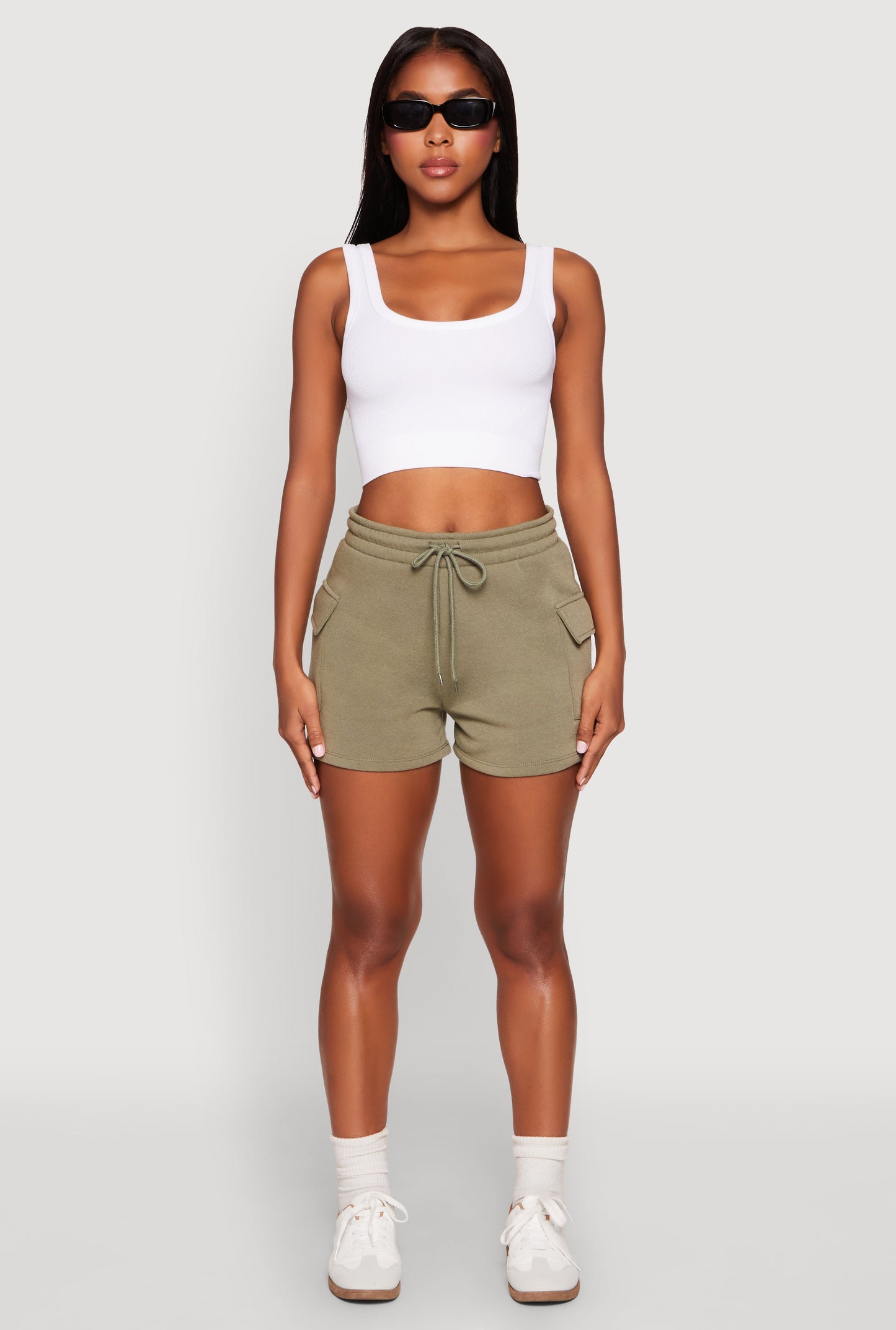 Drawstring Cargo Sweatshorts