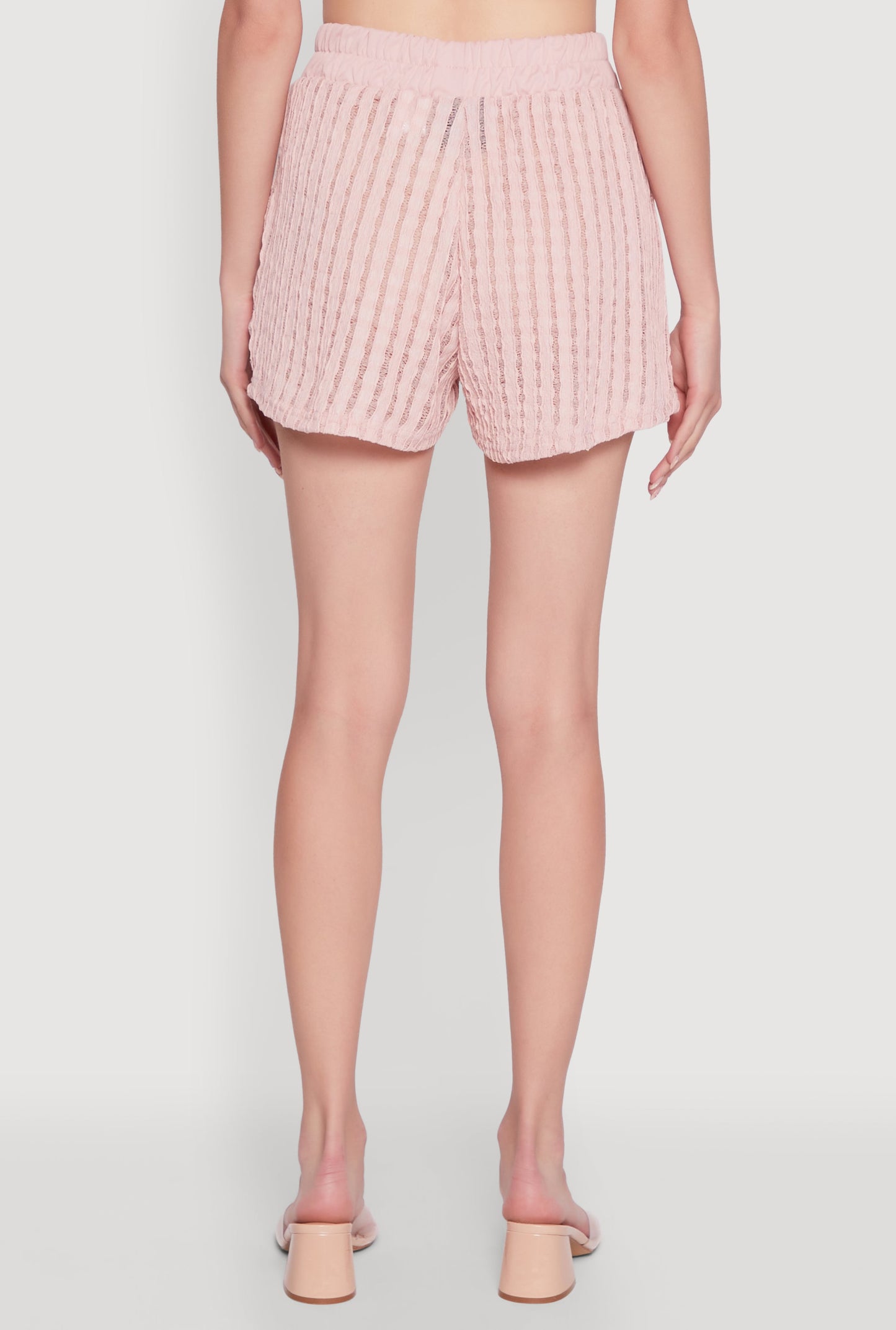 Trendy High Waisted Shadow Stripe Shorts