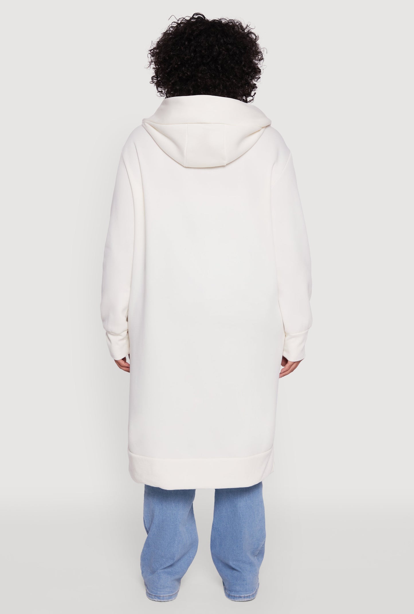 Plus Size Zip Front Long Hoodie
