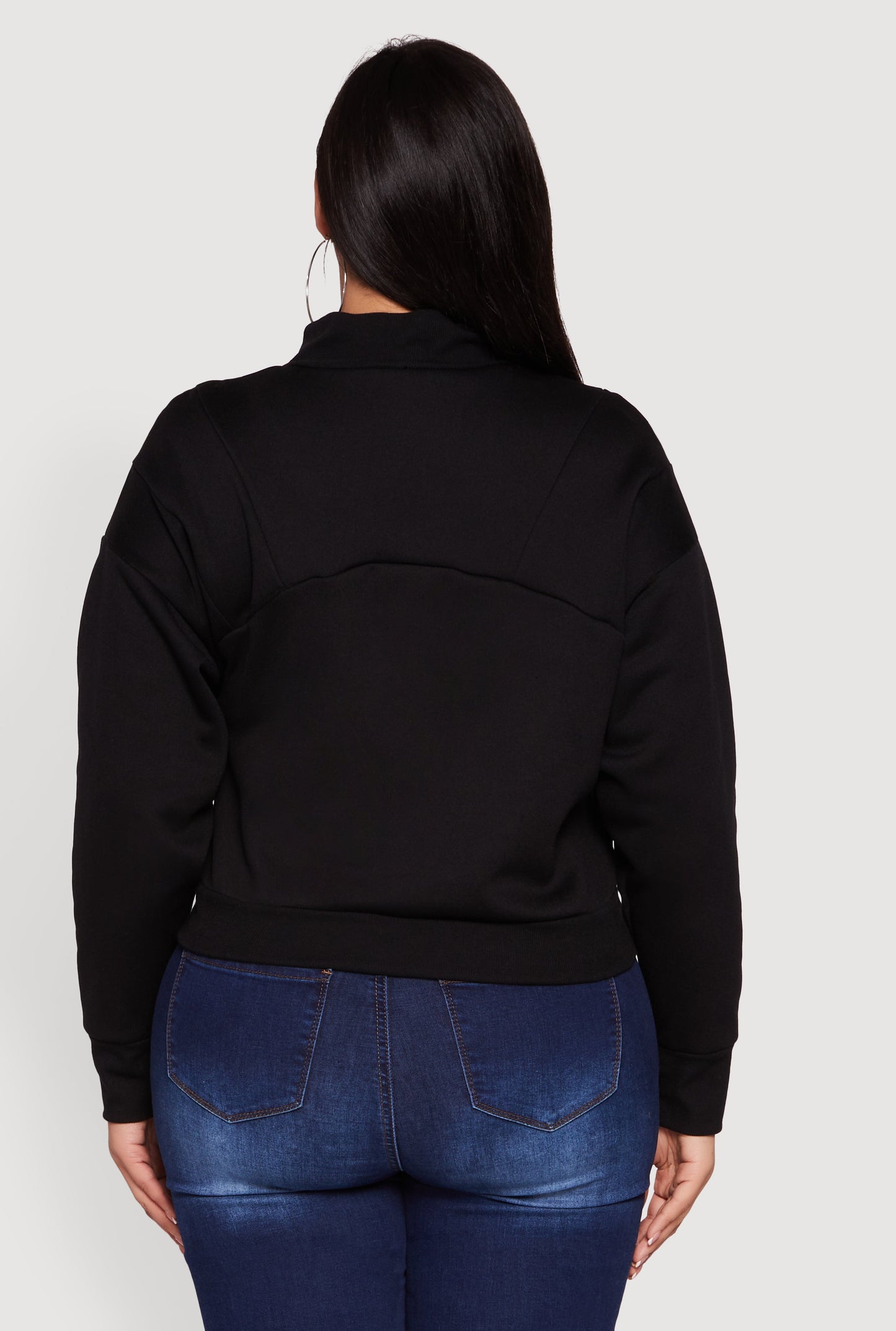 Plus Size Fleece Lined Mock Neck Half Zip Sweatshirt