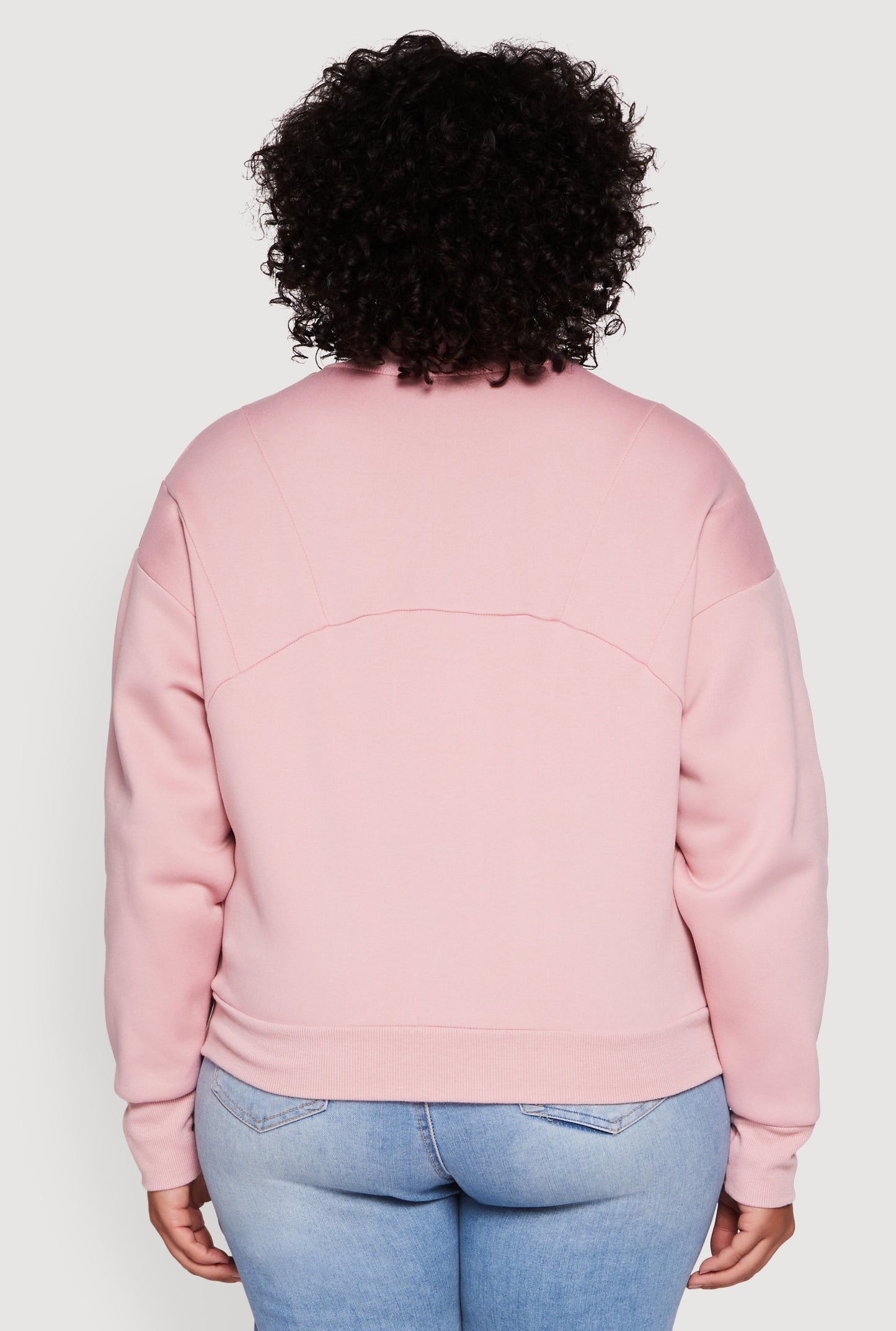 Plus Size Fleece Lined Mock Neck Half Zip Sweatshirt