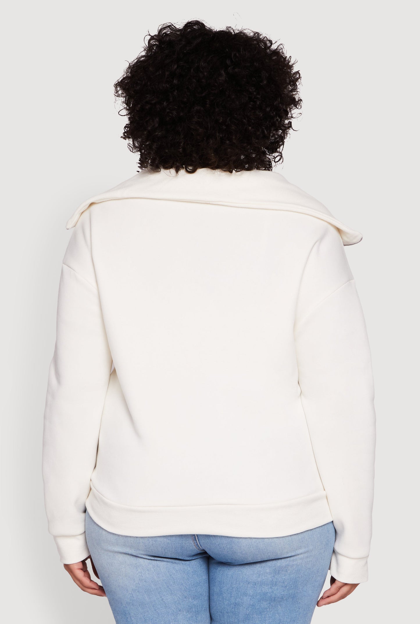 Plus Size Fleece Lined Collared Half Zip Sweatshirt