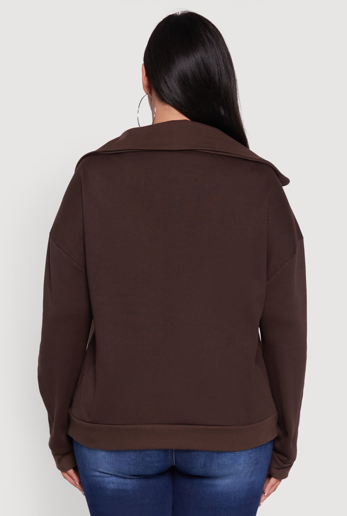 Plus Size Fleece Lined Collared Half Zip Sweatshirt