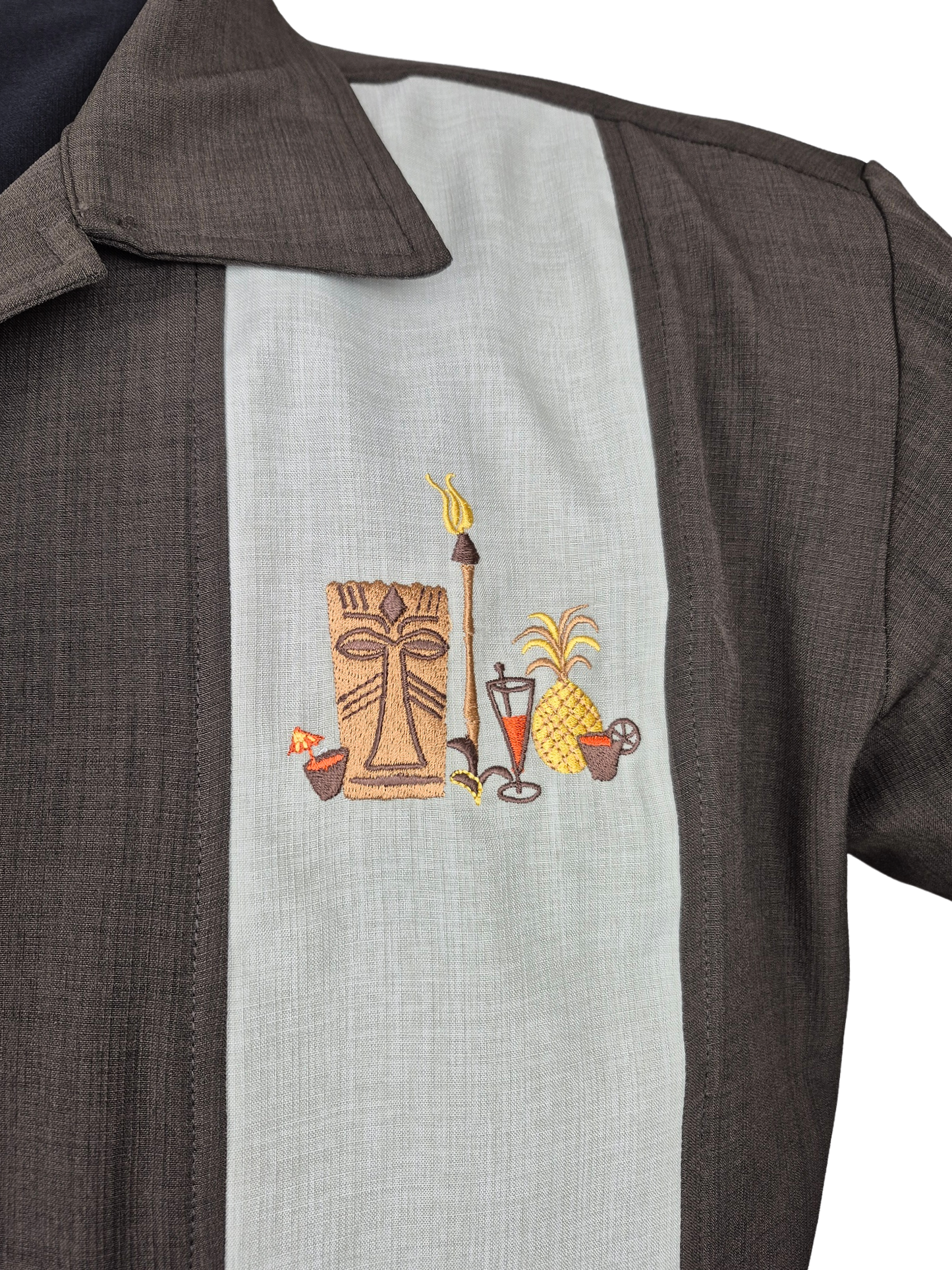 The Mickey Bowling Shirt in Coffee with Sage