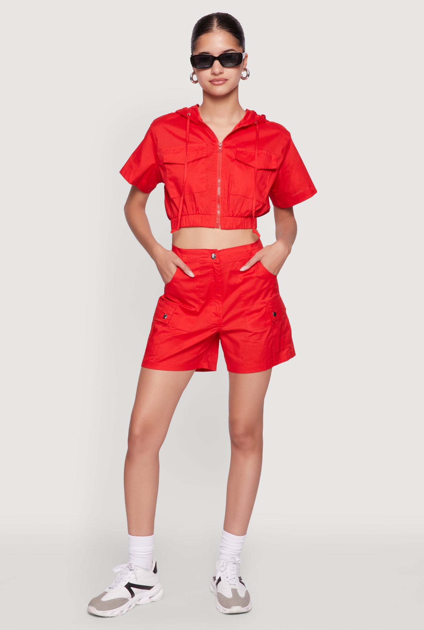 Trendy High Waisted Cargo Shorts