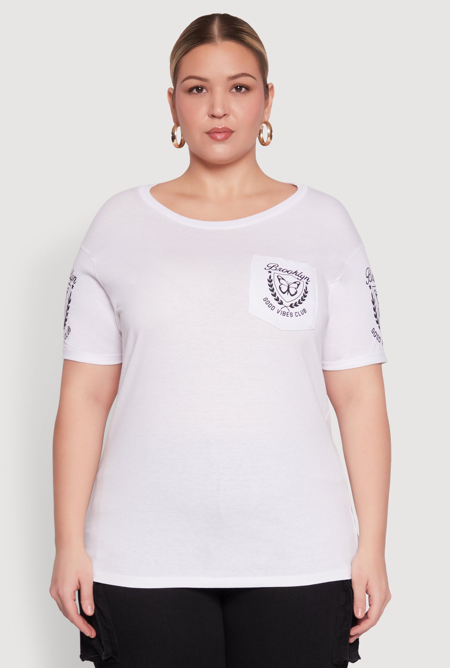 Plus Size Brooklyn Butterfly Good Vibes Club Graphic Tee