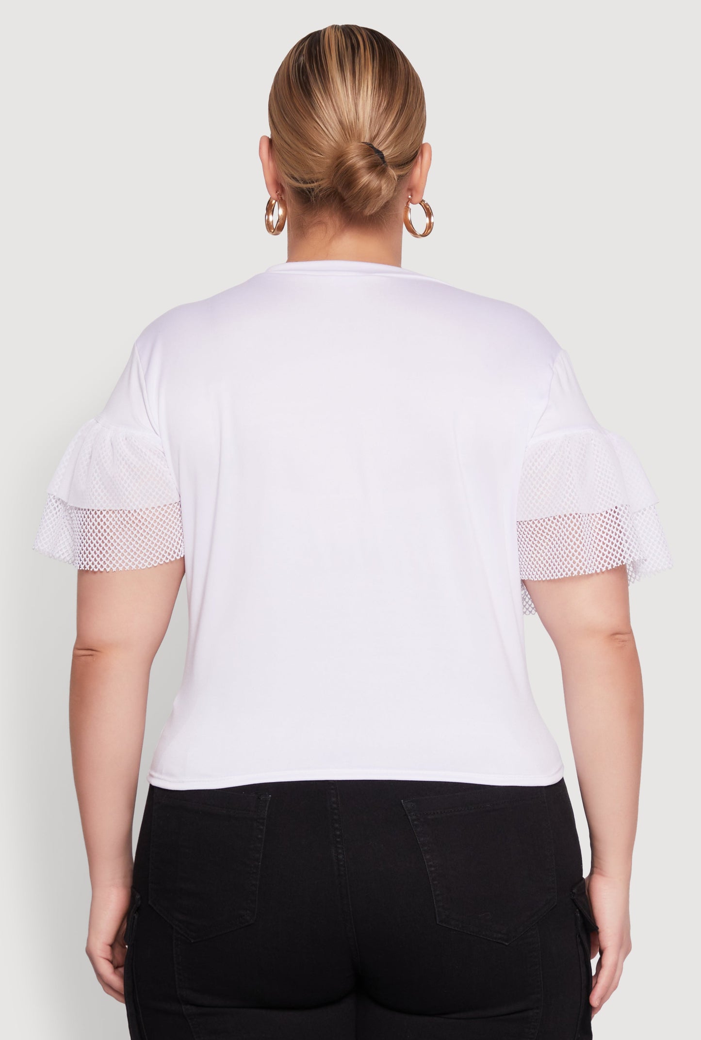 Plus Size Fishnet Sleeve Blessed Eagle Graphic Tee