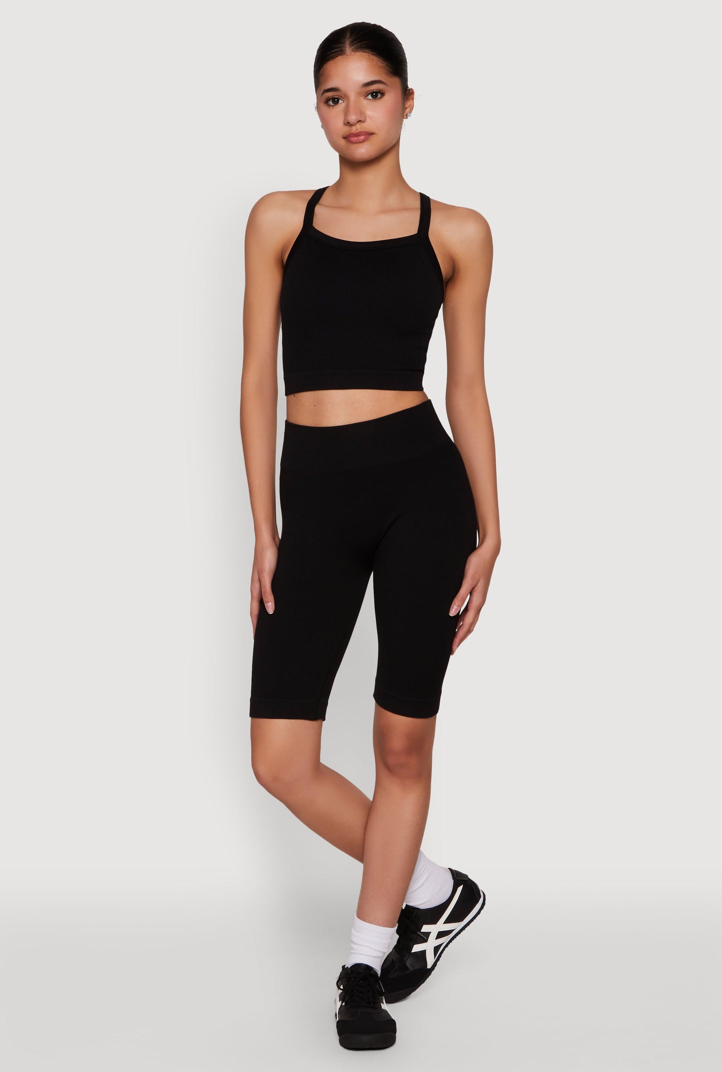 Ribbed Knit Seamless Bike Shorts
