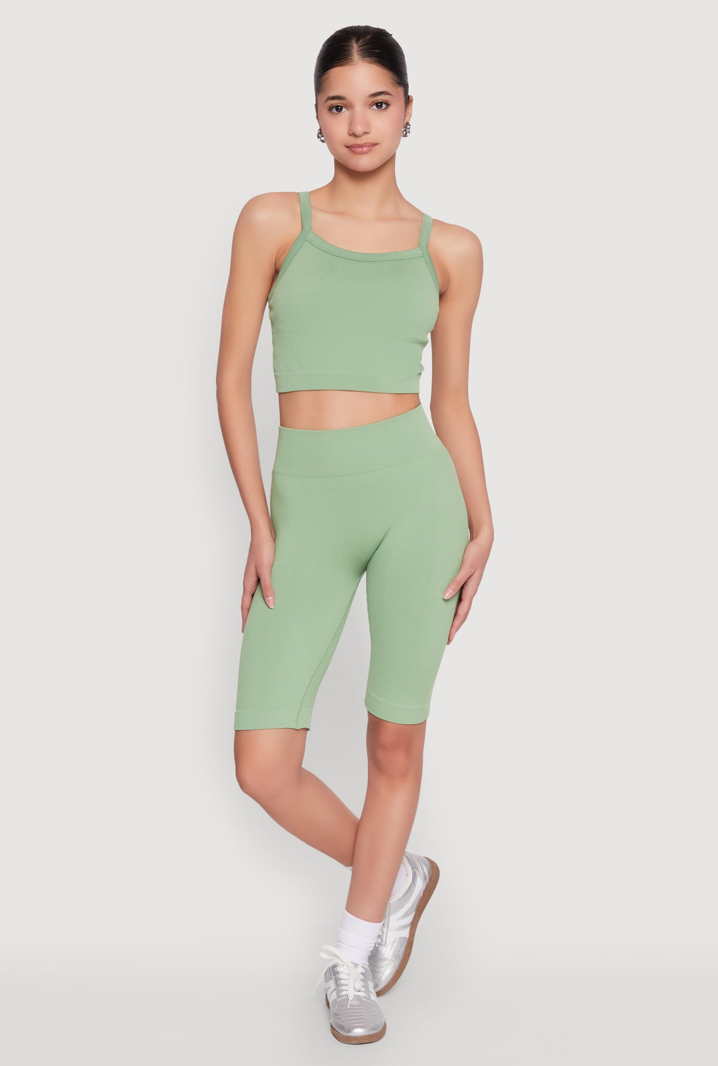 Ribbed Knit Seamless Bike Shorts