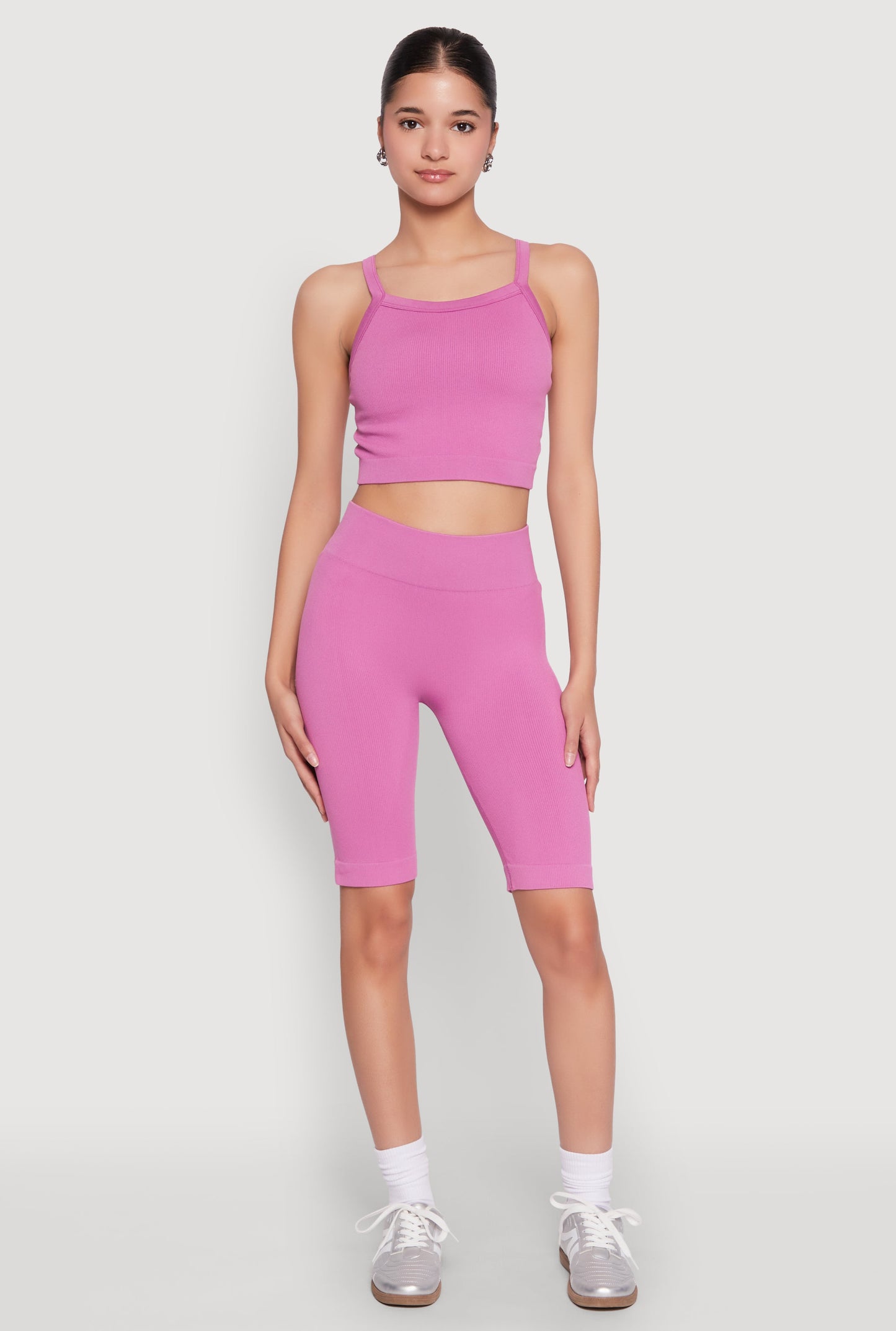 Ribbed Knit Seamless Bike Shorts