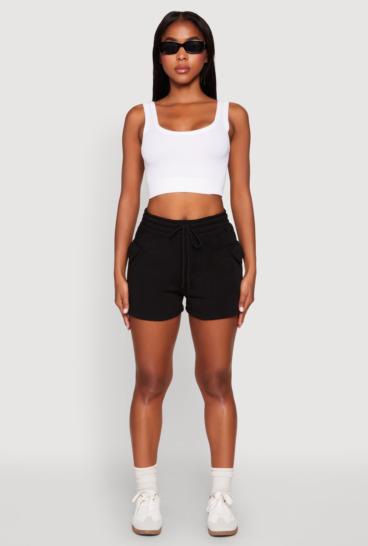 Drawstring Cargo Sweatshorts