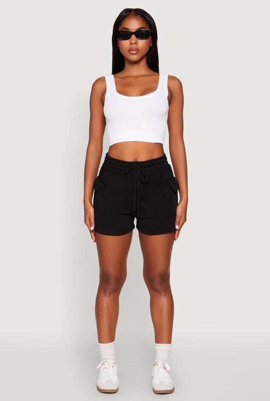 Drawstring Cargo Sweatshorts