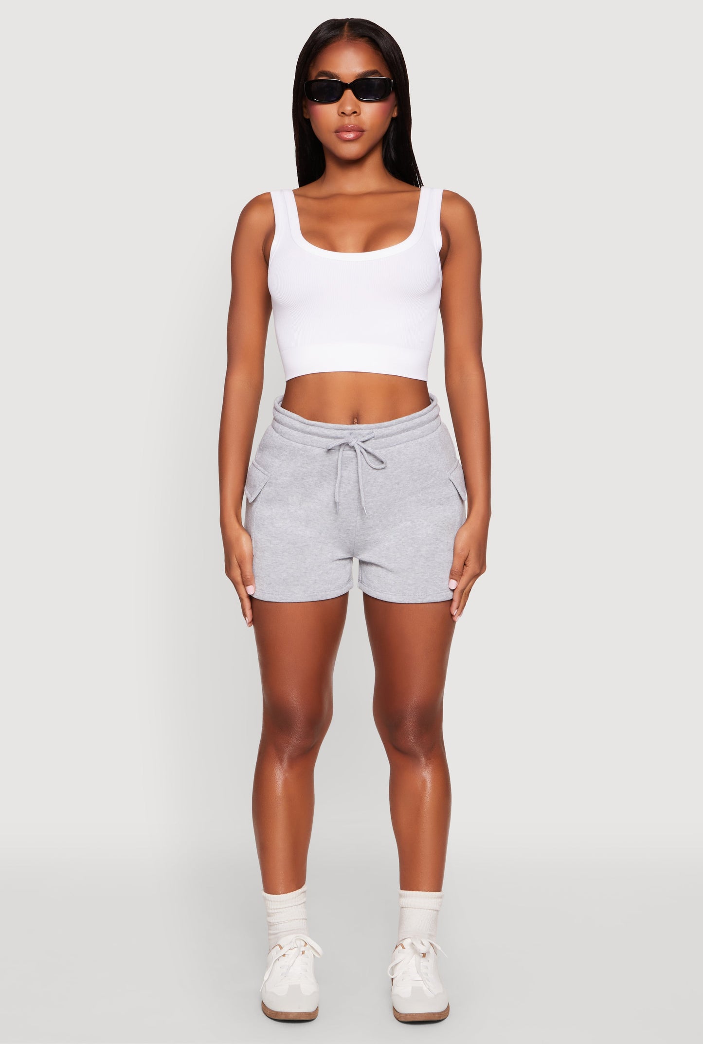 Drawstring Cargo Sweatshorts