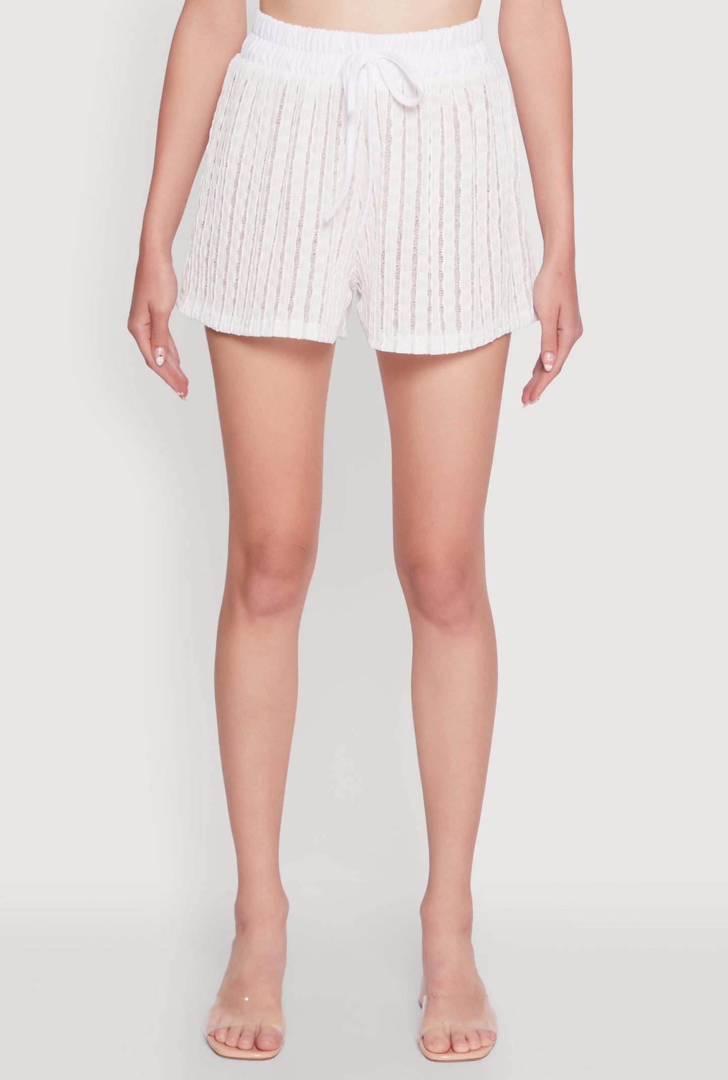 Trendy High Waisted Shadow Stripe Shorts