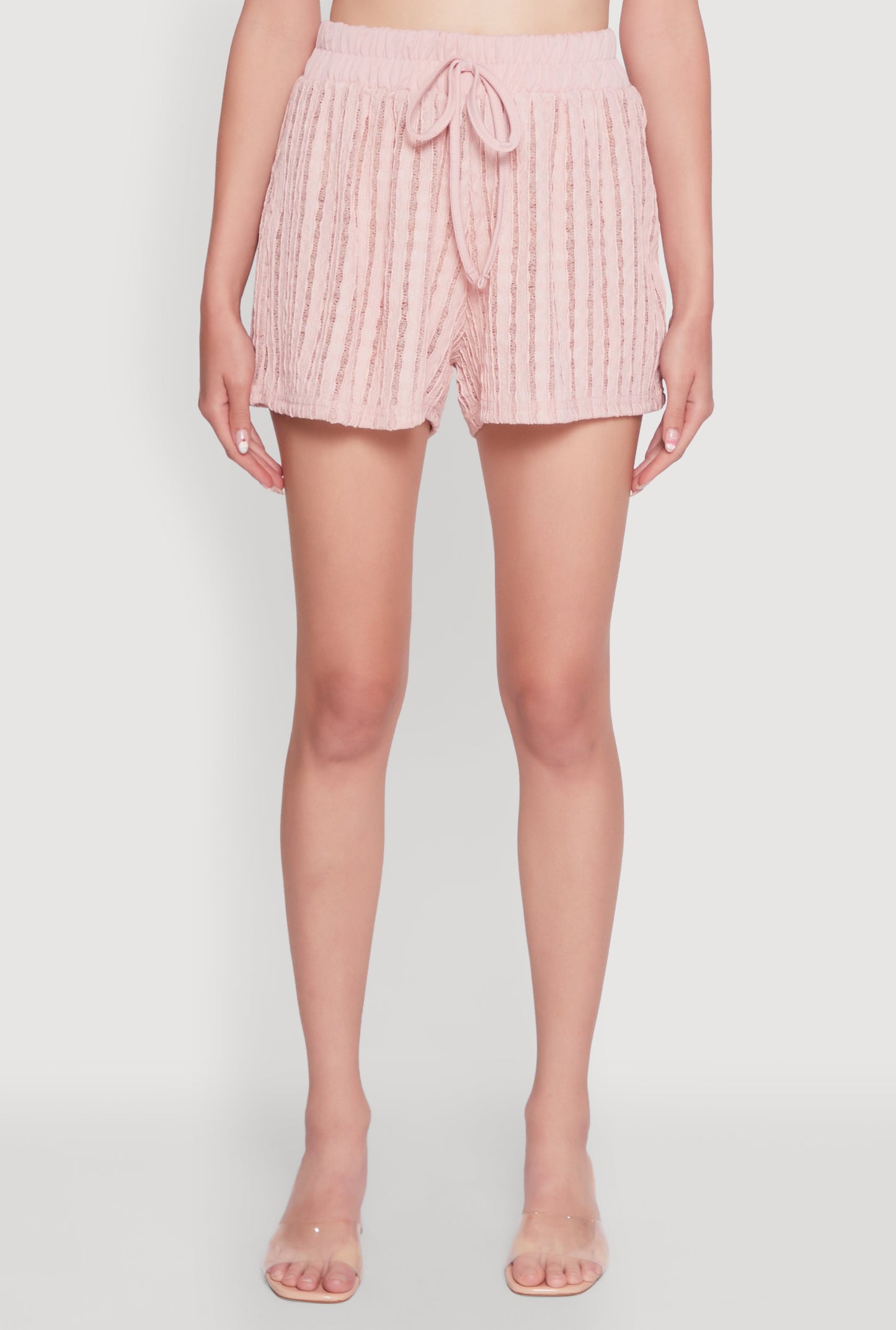 Trendy High Waisted Shadow Stripe Shorts
