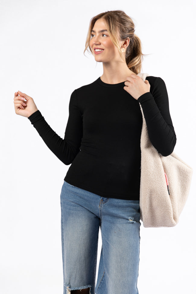 Make Your Choice Black Ribbed Long Sleeve Tee FINAL SALE