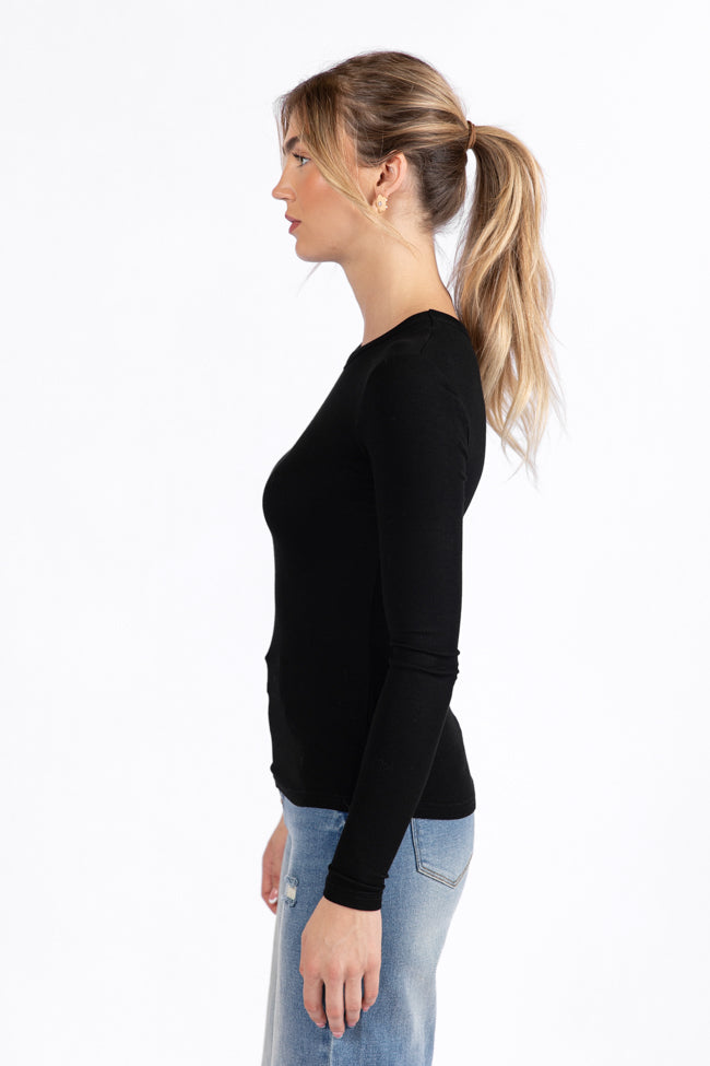 Make Your Choice Black Ribbed Long Sleeve Tee FINAL SALE