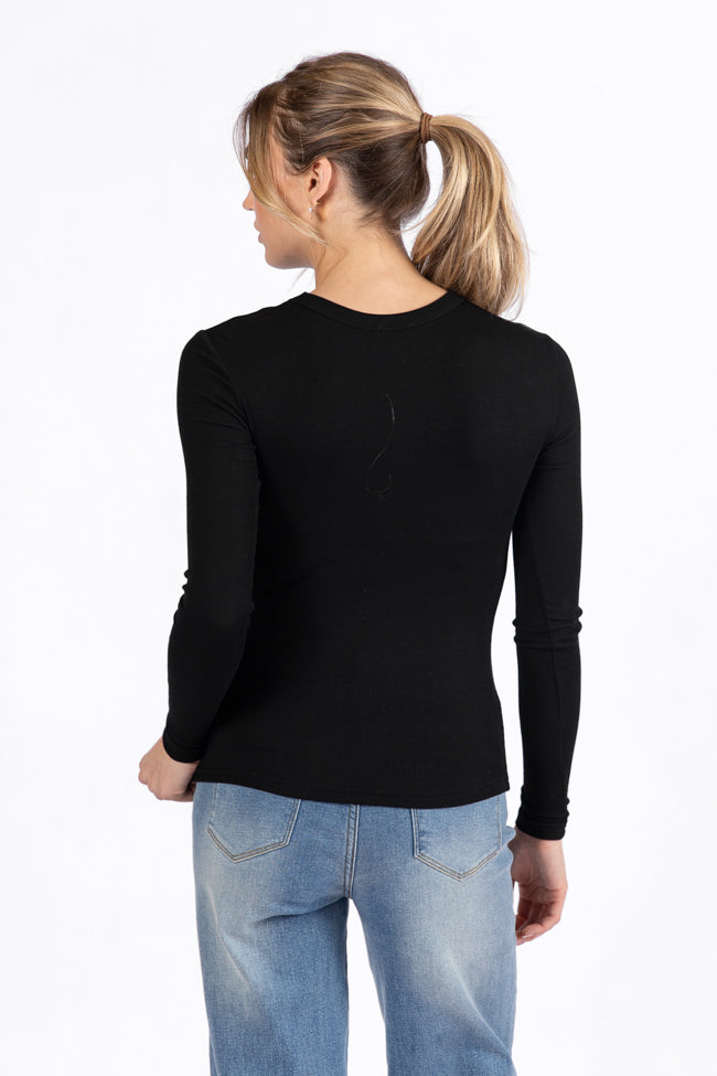 Make Your Choice Black Ribbed Long Sleeve Tee FINAL SALE