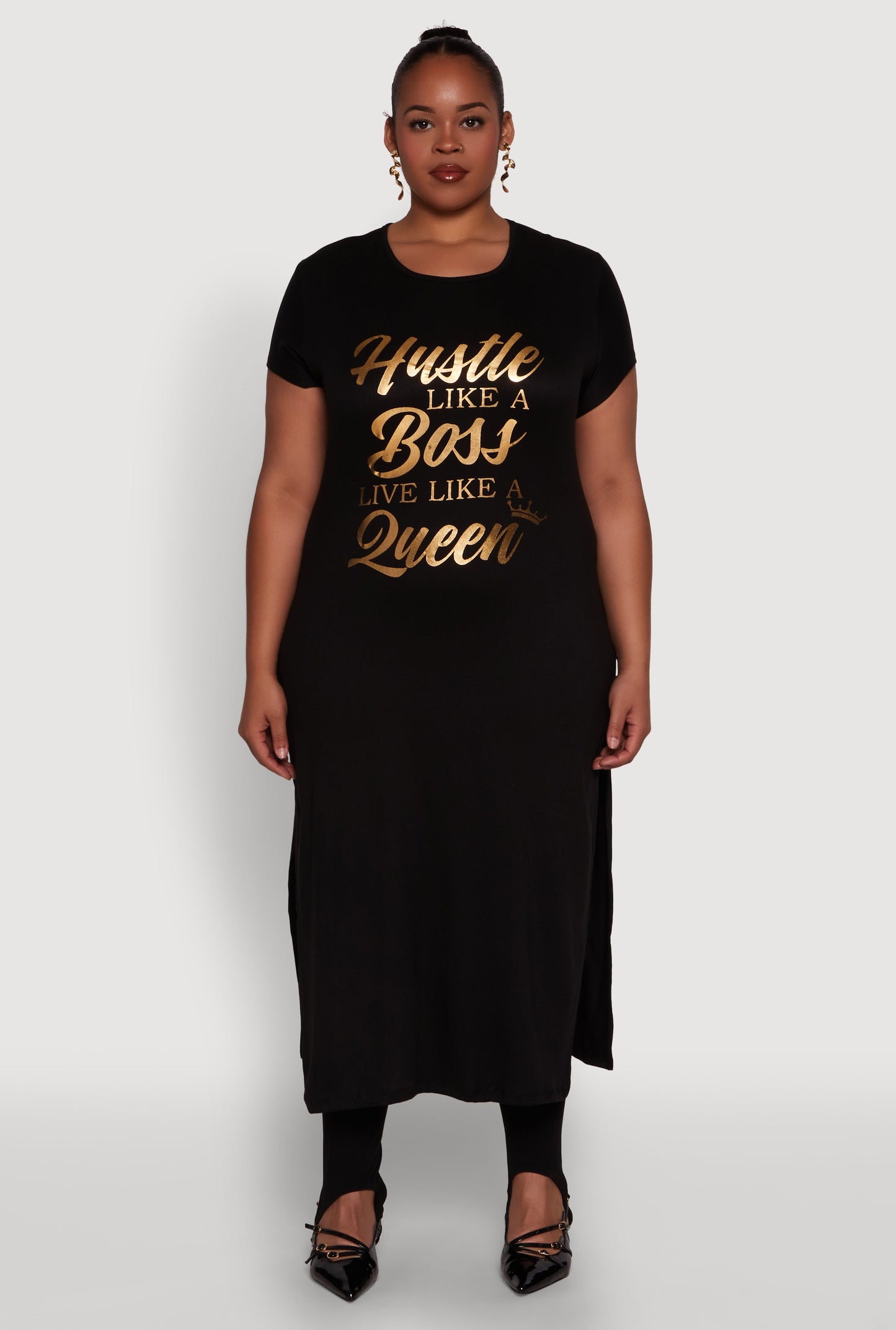 Plus Size Hustle Like A Boss Live Like A Queen Maxi Top