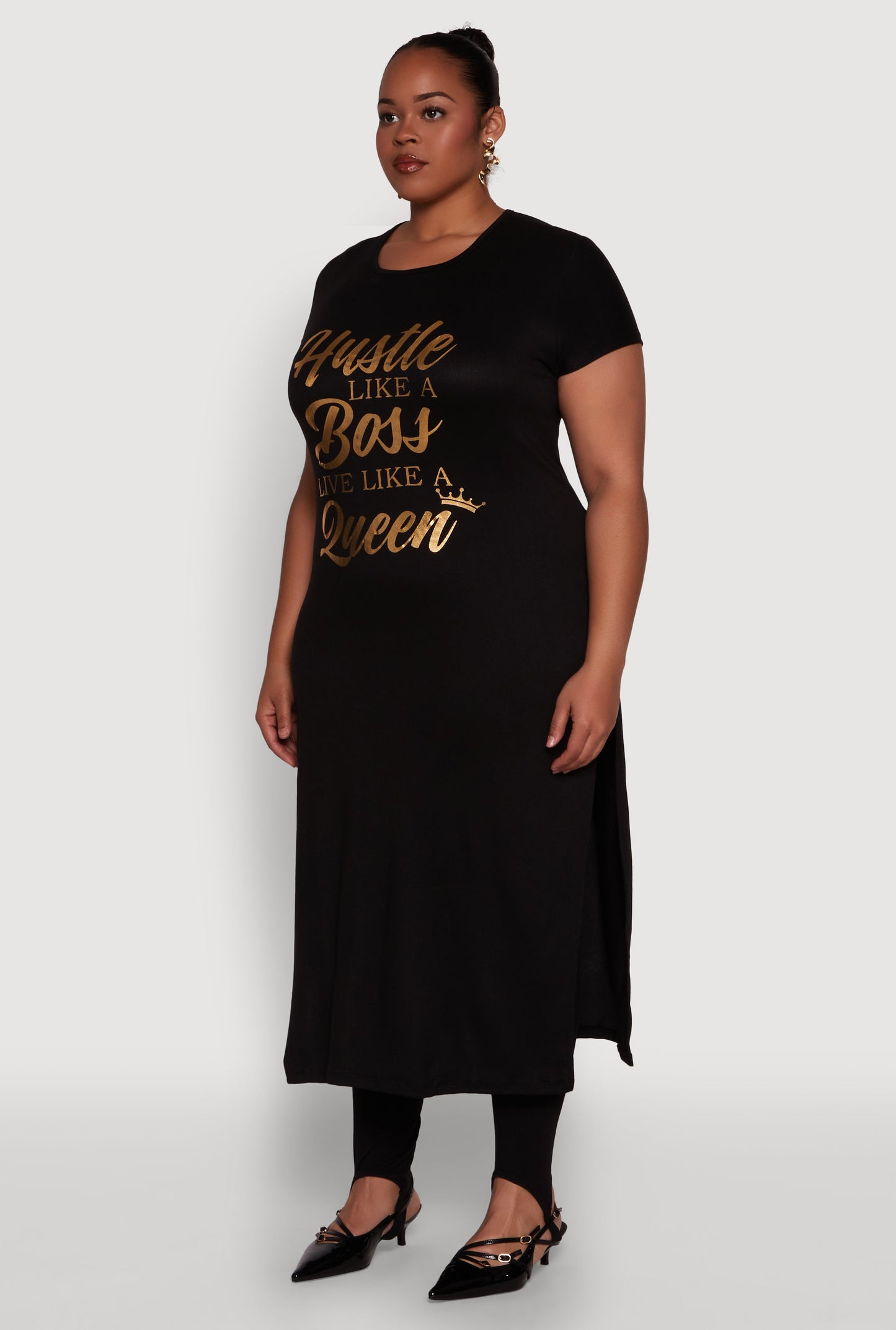 Plus Size Hustle Like A Boss Live Like A Queen Maxi Top