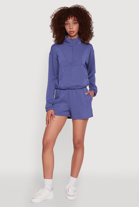 Elastic Waist Side Slit Sweatshorts