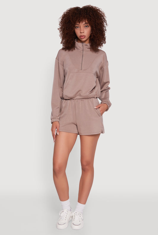 Elastic Waist Side Slit Sweatshorts
