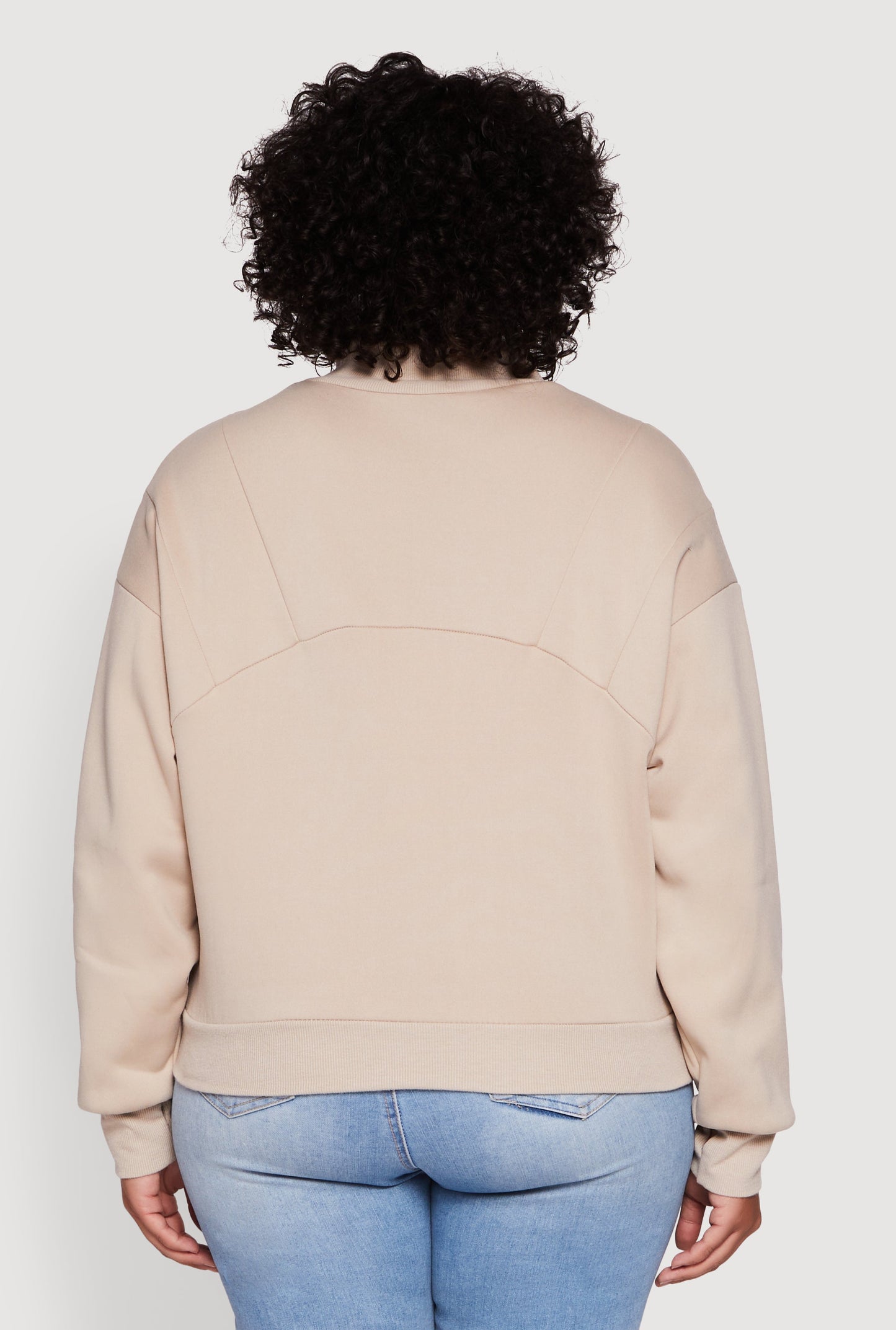 Plus Size Fleece Lined Mock Neck Half Zip Sweatshirt