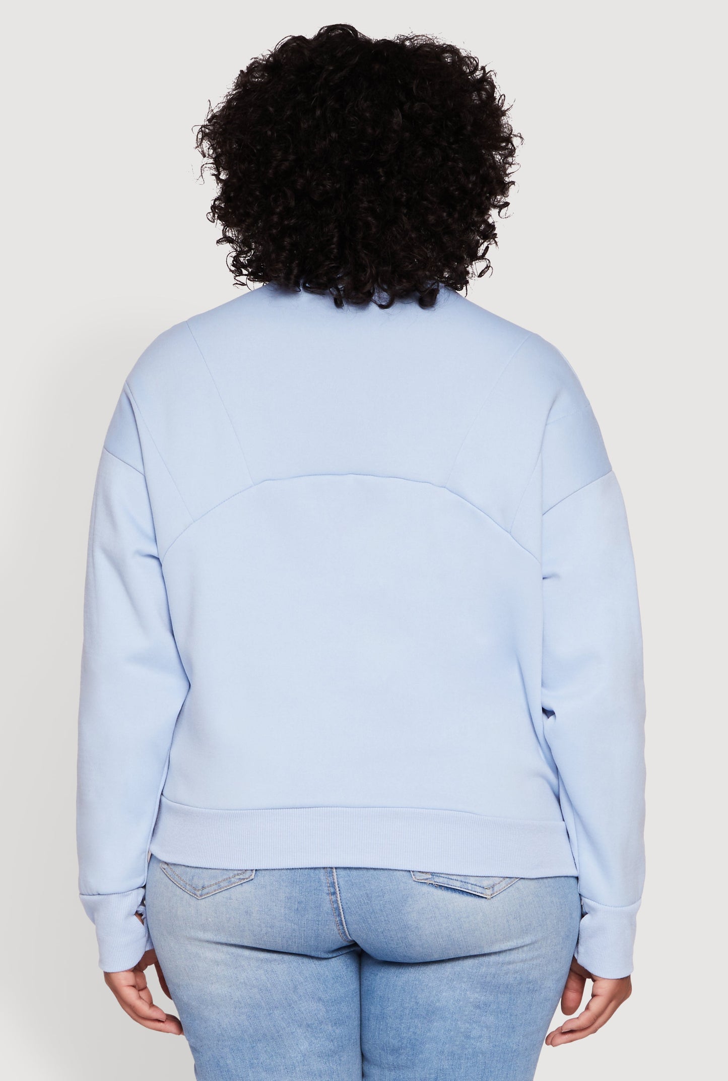 Plus Size Fleece Lined Mock Neck Half Zip Sweatshirt