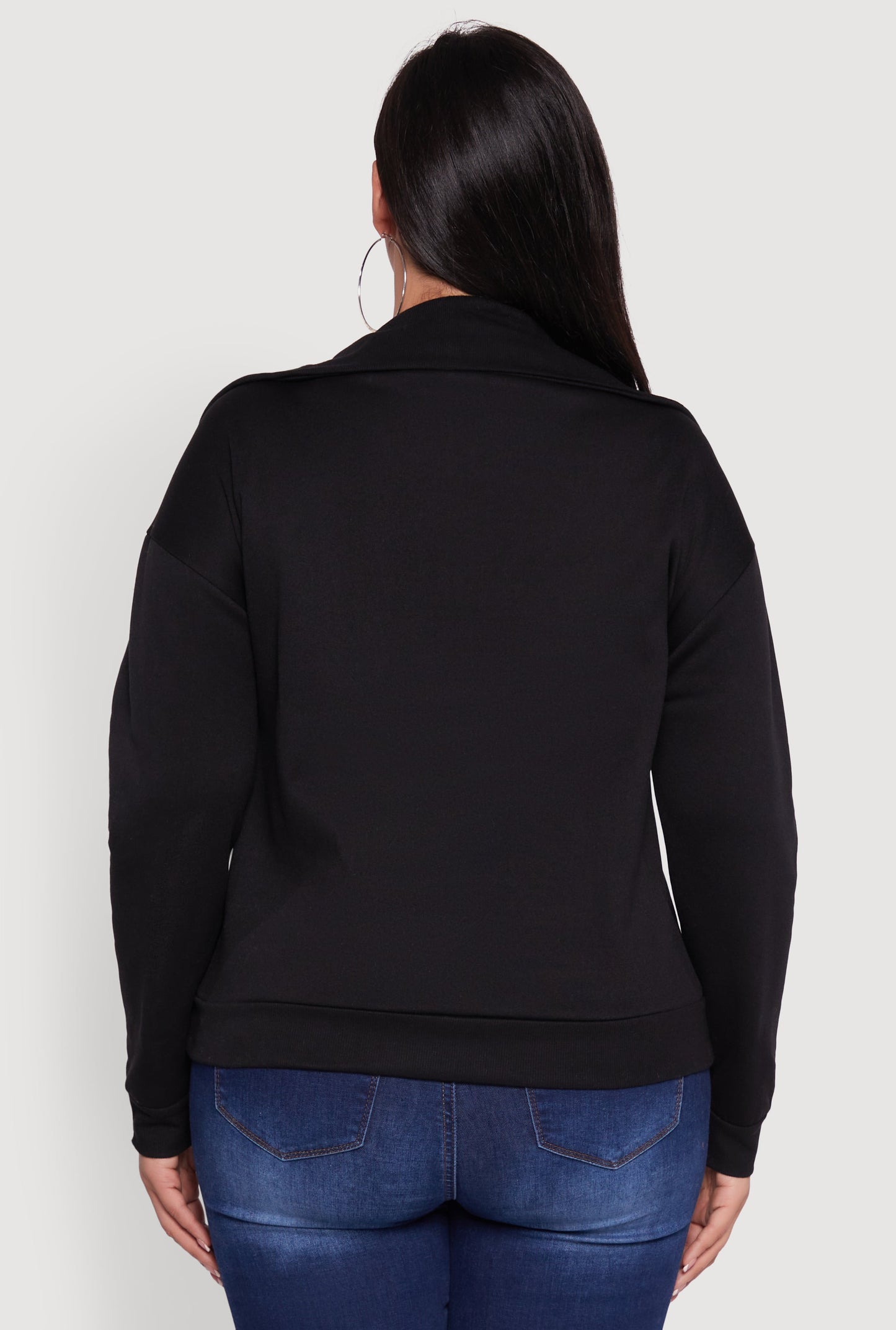 Plus Size Fleece Lined Collared Half Zip Sweatshirt