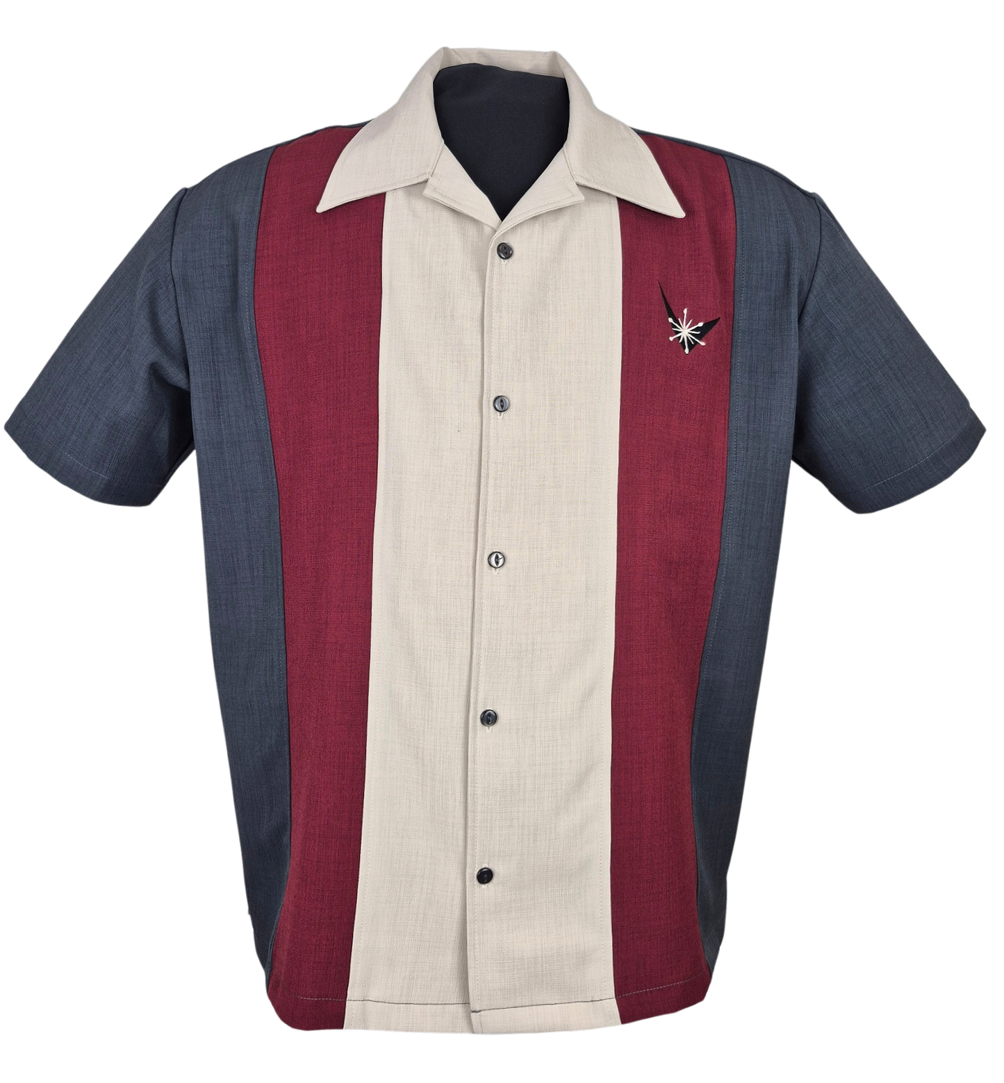 Atomic Mad Men Bowling Shirt in Charcoal/Burg/Stone