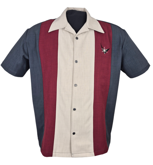 Atomic Mad Men Bowling Shirt in Charcoal/Burg/Stone