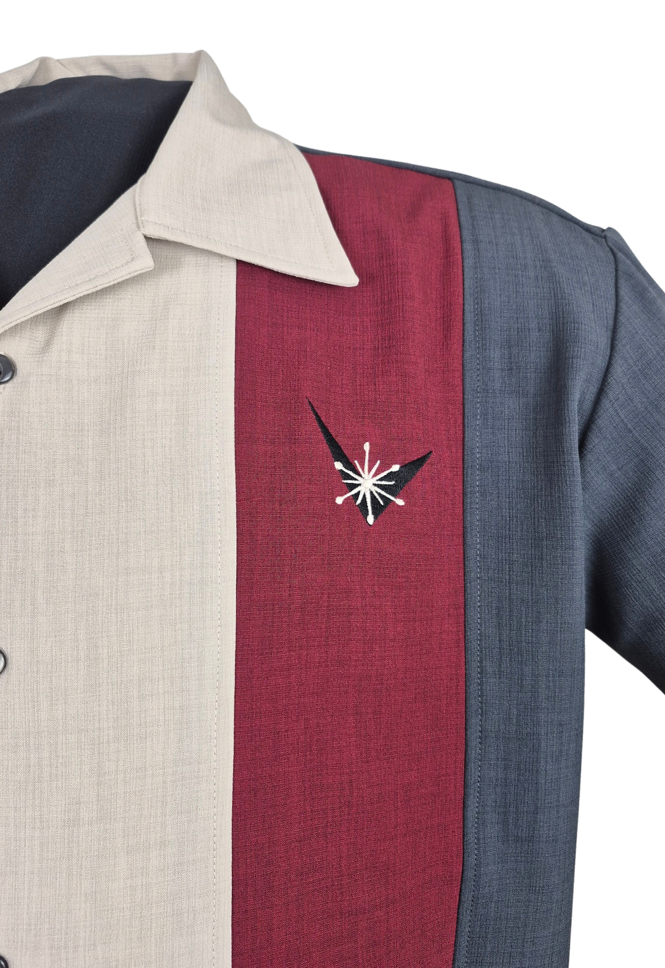 Atomic Mad Men Bowling Shirt in Charcoal/Burg/Stone