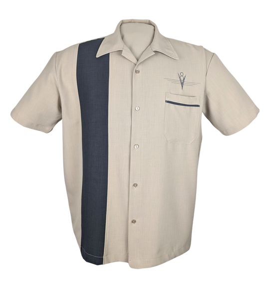 V8 Classic Bowling Shirt in Stone/Charcoal