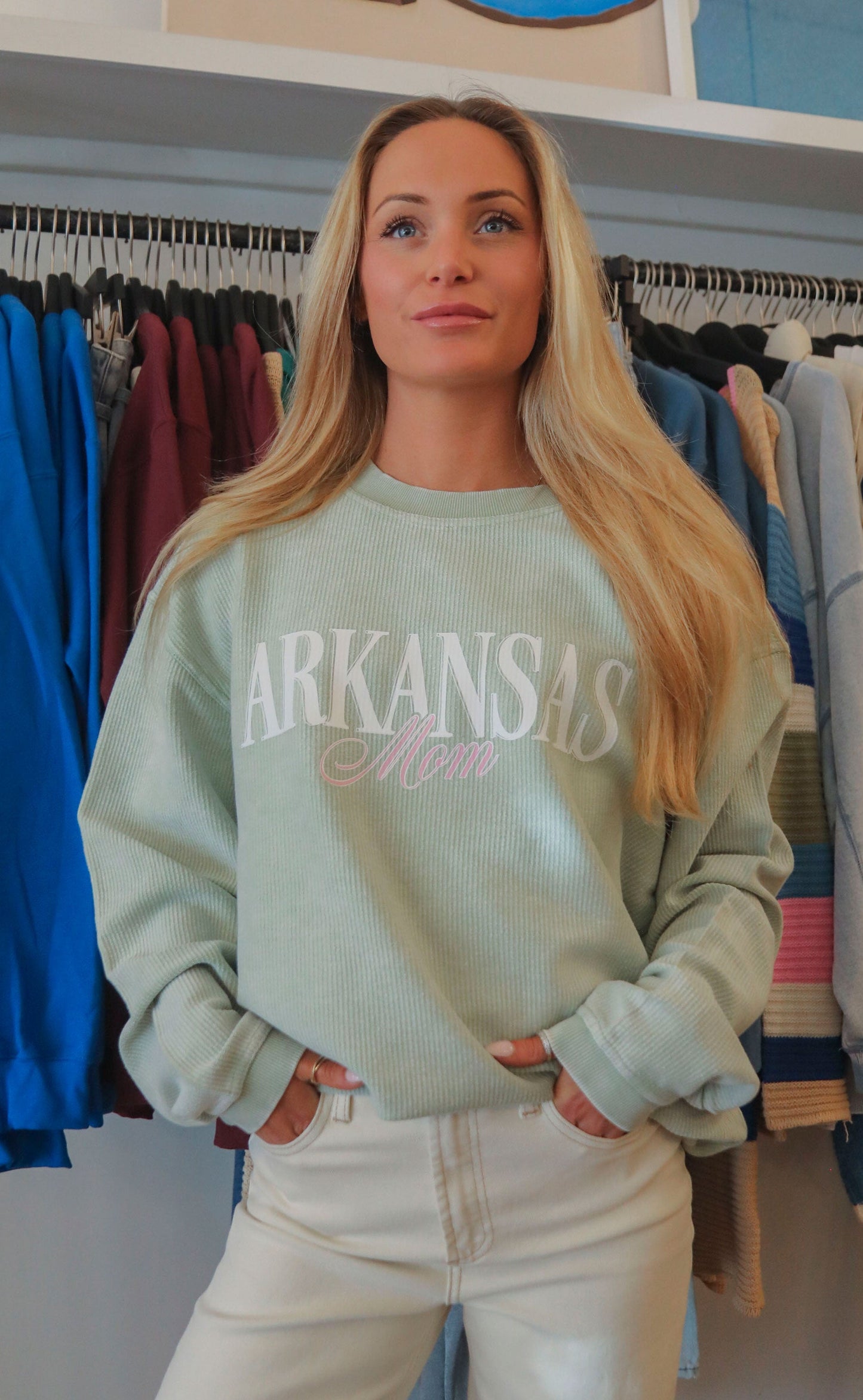 arkansas mom corded pullover